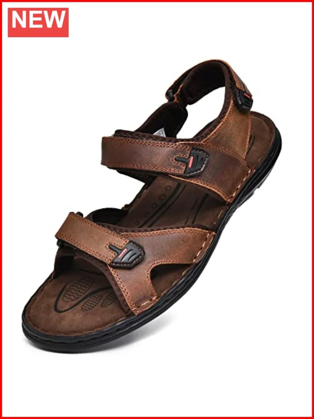 Men's Premium Leather Sandals - Classic Roman Style Open Toe Sandals -